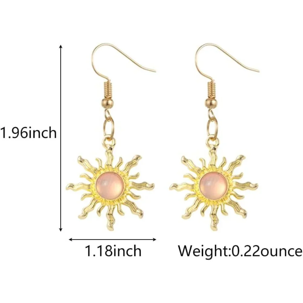 Boho Sun Crystal Earrings for Women Dainty Sun Dangle Earrings Boho Hippie Earri_5